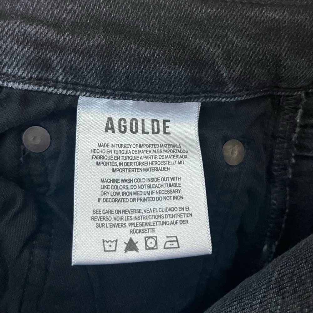 AGOLDE Riley Size 28 Washed Black High Rise Straight Crop Jeans - Picture 3 of 6